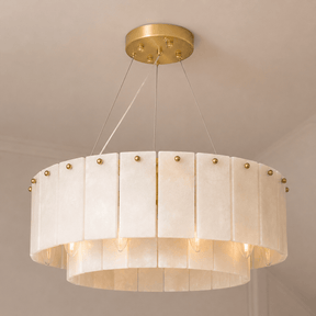 Alabaster Ring Chandelier – Solid Brass Luxury Ceiling Light - Satin Brass - Brass bee