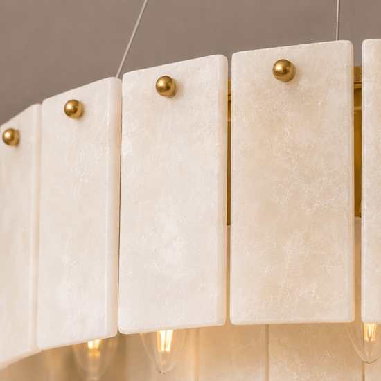 Alabaster Ring Chandelier – Solid Brass Luxury Ceiling Light - Satin Brass - Brass bee