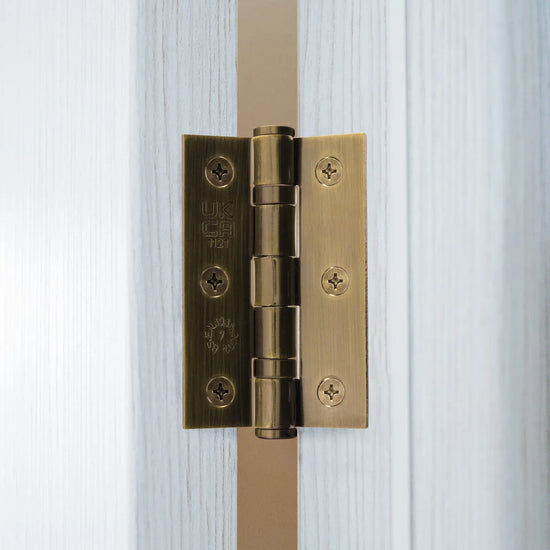 Antique Brass Fire Door Hinges  - 3 Inch/76mm - Grade 7 Ball Bearing - Sold as a Pair - Brass bee