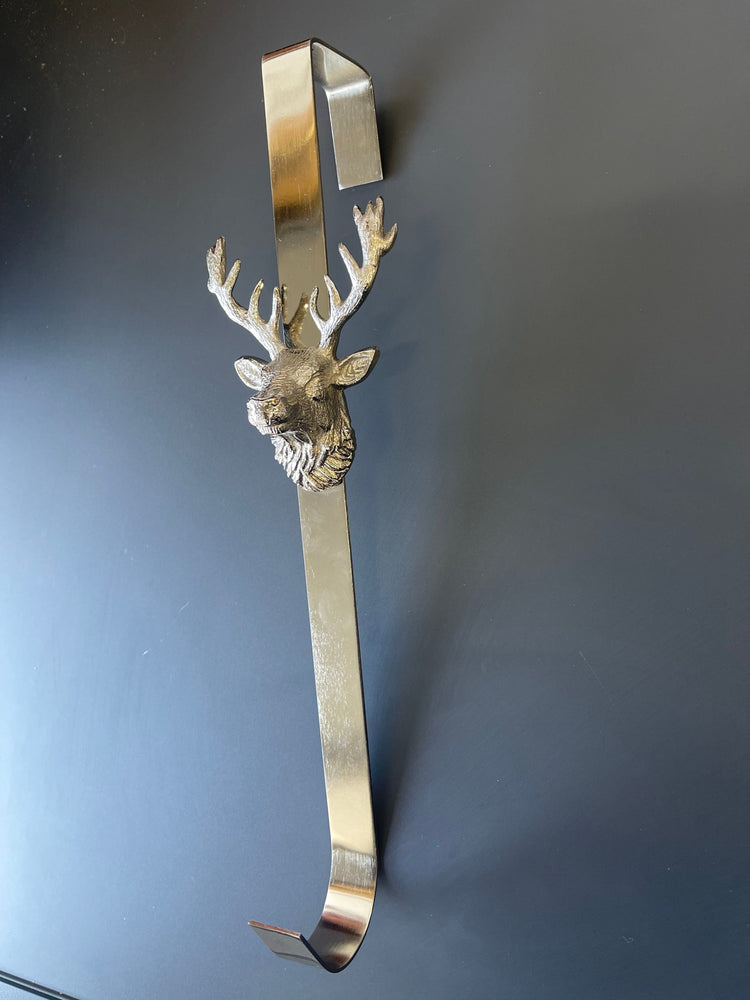 Highland Stag Wreath Hanger - Chrome Finish - Brass bee