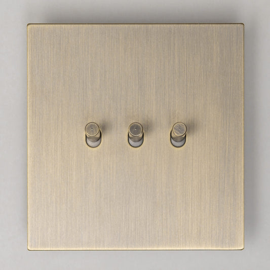 J-Series 3 Gang 2 Way Toggle Switch – Antique Brass