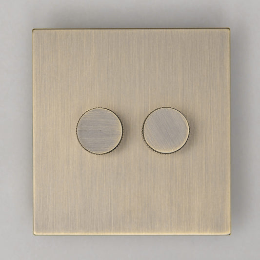 J-Series 2 Gang 1 Way Dimmer Switch – Antique Brass