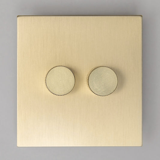 J-Series 2 Gang 1 Way Dimmer Switch – Satin Brass