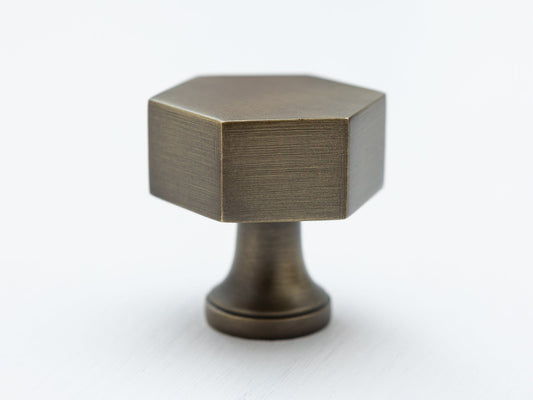 Brass large hexagonal knob - Brass bee