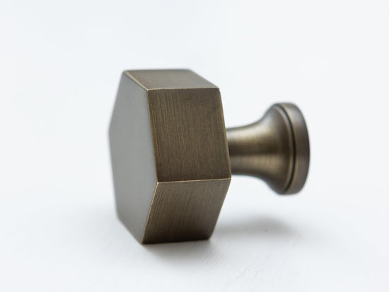 Brass large hexagonal knob - Brass bee