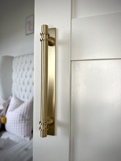 Solid Brass Hexagonal Kitchen Pull Handles & Knobs - Satin Brass - Brass bee