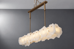 Alabaster Linear Pendant Light – Solid Brass, Antique Brass Finish - Brass bee