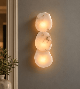 Triple Alabaster Wall Light – Solid Brass, Antique Brass Finish - Brass bee