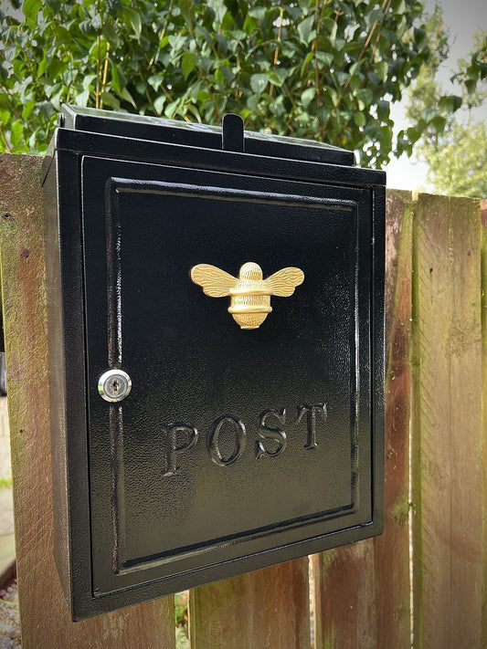 Wall mounted post box with bee design - (PRE-ORDER 3-4 weeks dispatch) - Brass bee