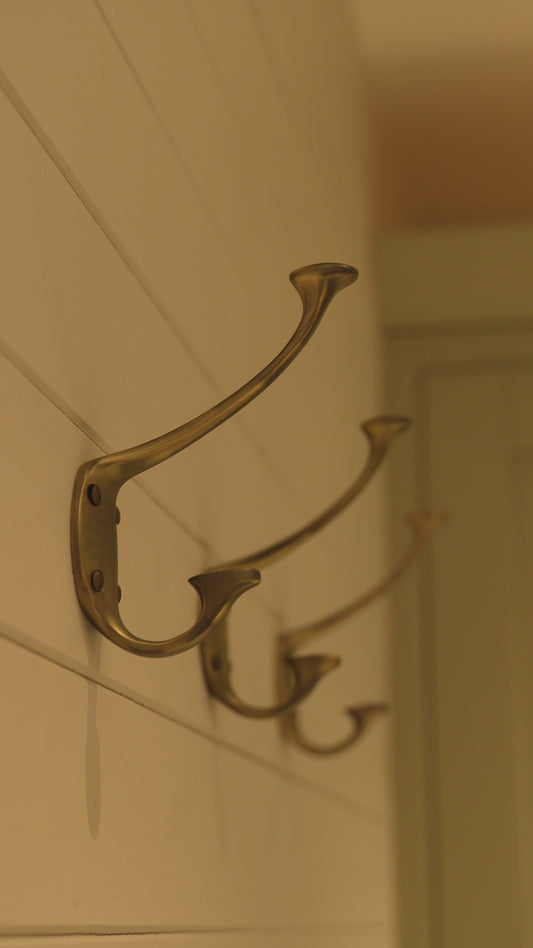Solid Brass signature Coat Hook - Antique Brass Finish