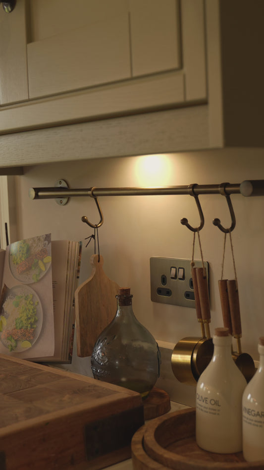 Polished Brass Hook Rail with 3 Brass hooks - Solid Brass