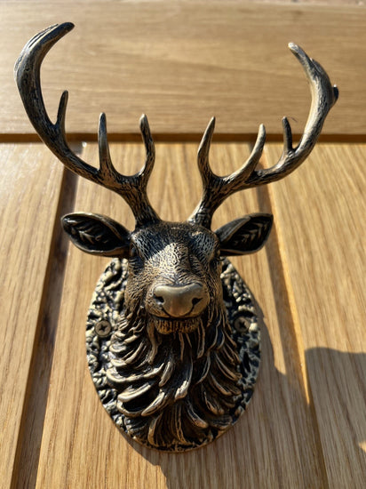 Stag Door Knocker - Heritage Finish - Brass bee
