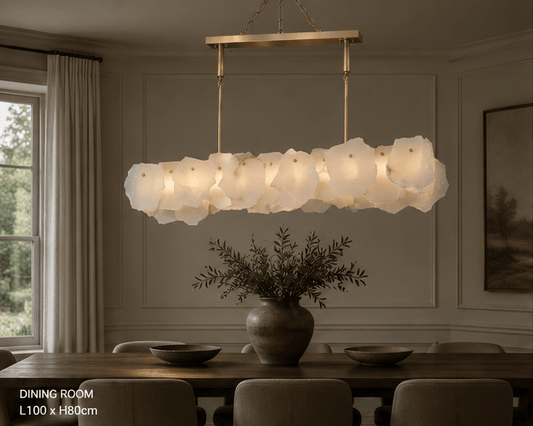 Alabaster Linear Pendant Light – Solid Brass, Antique Brass Finish