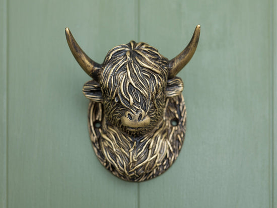 Highland Cow Door Knocker - Heritage Finish (PREORDER 2-4 weeks dispatch) - Brass bee