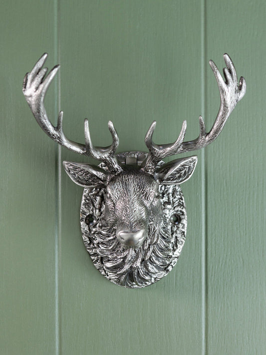 Stag Door Knocker - Pewter Finish - Brass bee