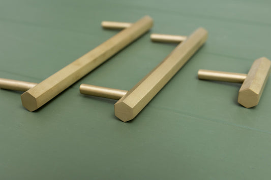 CARDER Solid Brass Hexagonal Pull Handles & Knobs - Satin Brass - Brass bee