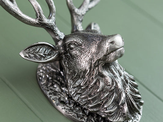 Stag Door Knocker - Pewter Finish - Brass bee