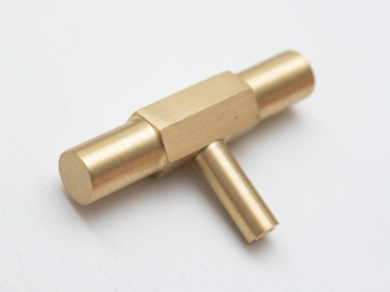 Solid Brass Kitchen Pull Handles with Hexagonal Ends - Satin Brass - Brass bee