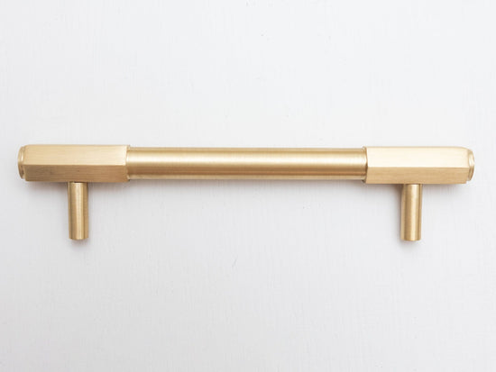 Solid Brass Kitchen Pull Handles with Hexagonal Ends - Satin Brass - Brass bee