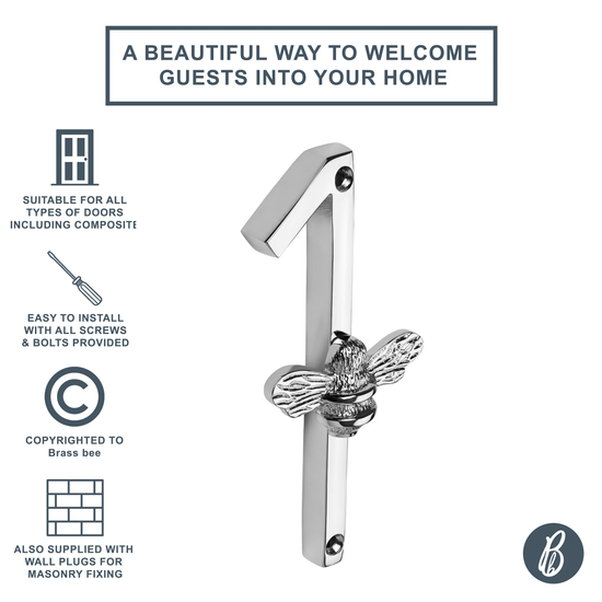 Brass bee Premium House Numbers with Bee in Nickel Finish 0-9 - Brass bee