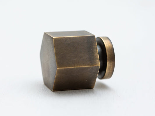 Brass hexagonal cabinet knob - Heavy - Brass bee
