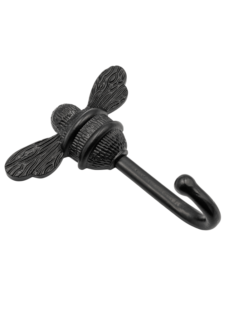 Brass bee Coat Hook - Black Finish - Brass bee