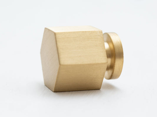 Brass hexagonal cabinet knob - Heavy - Brass bee