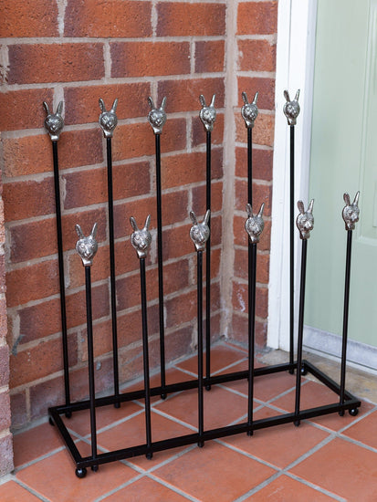 Brass bee Welly Boot Stand - Pewter Hares - Brass bee