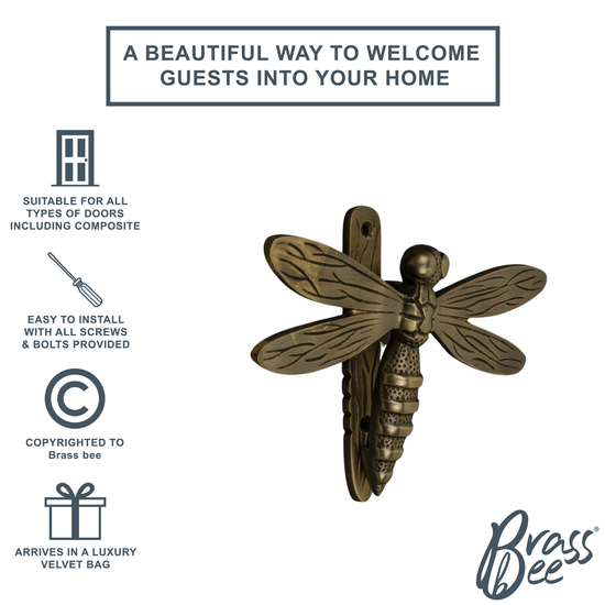Brass Dragonfly Door Knocker - Bronze Finish - Brass bee