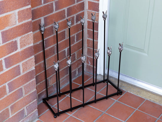 Brass bee Welly Boot Stand - Pewter Hares - Brass bee