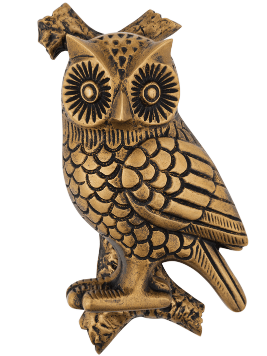 Brass Bee Owl Door Knocker - Heritage Finish - Brass bee