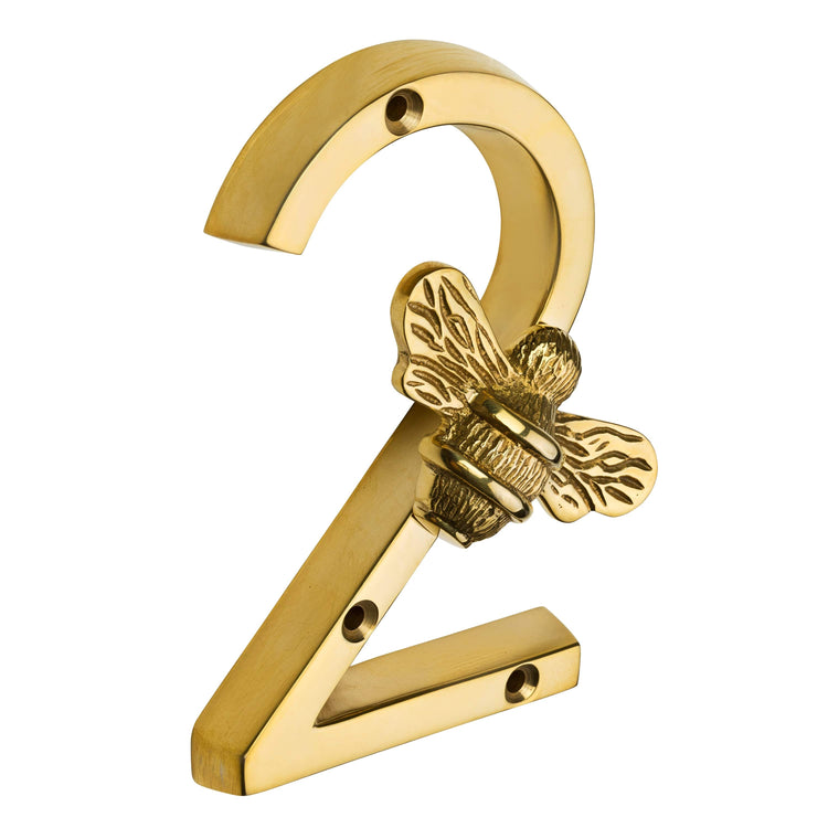 Brass bee Premium House Numbers with Bee in Brass Finish 0-9 - 4 Inch Pre-order (1-2 weeks) - Brass bee