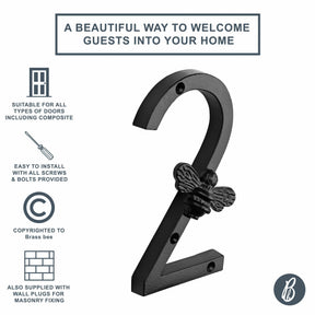 Brass bee Premium House Numbers with Bee in Black Finish 0-9 - Brass bee