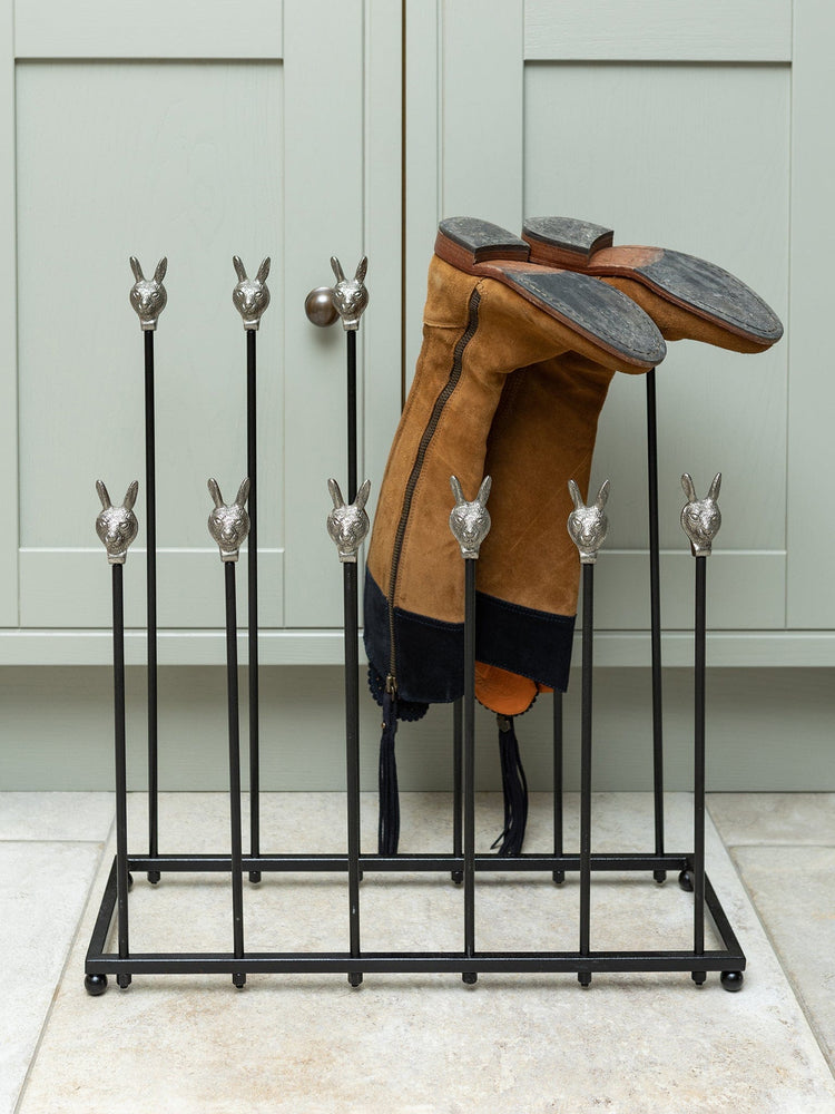 Brass bee Welly Boot Stand - Pewter Hares - Brass bee