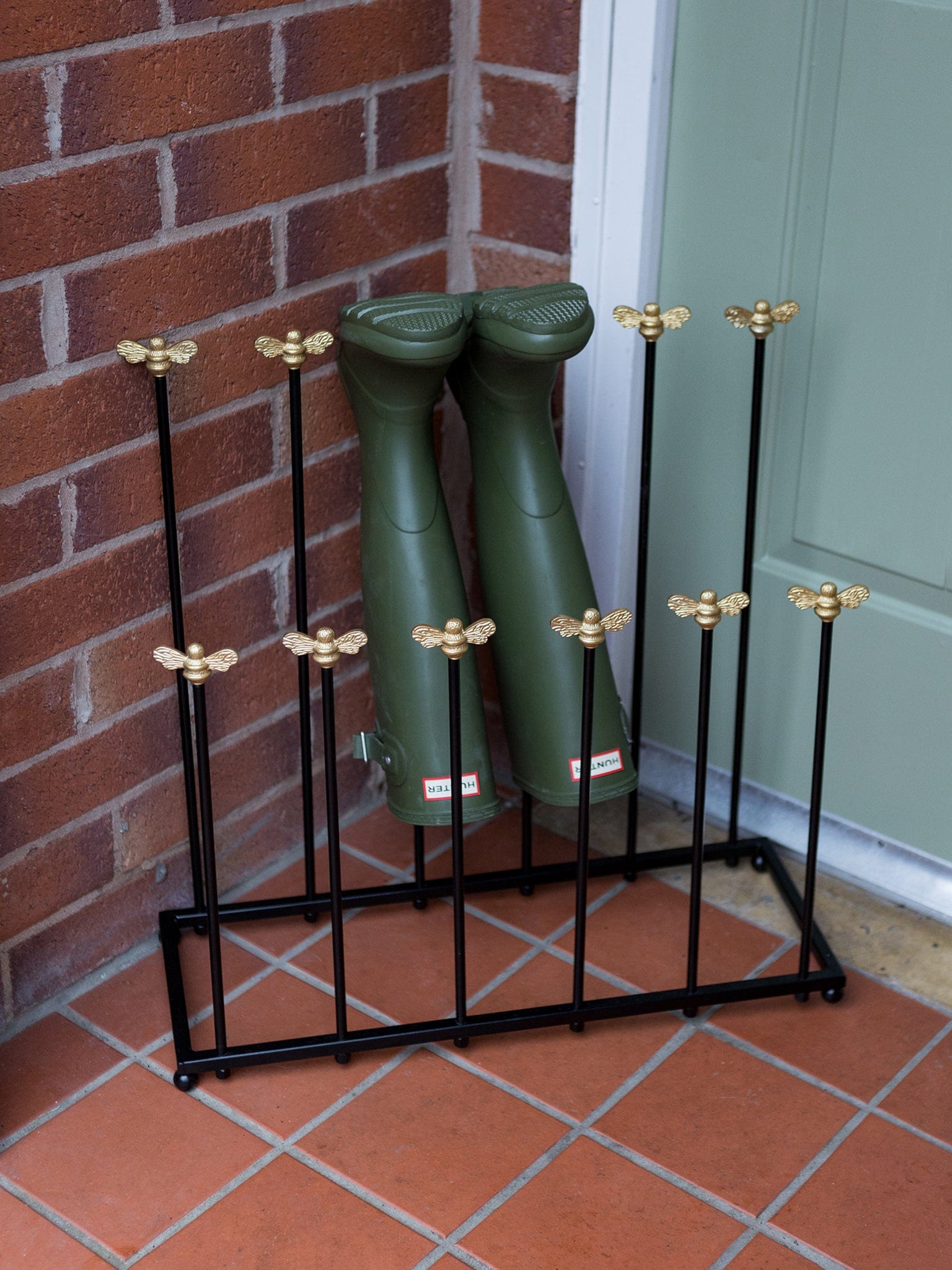 Stand Boot Compact Brass Bee Welly Boot Stand | Stylish Muddy Boot Storage