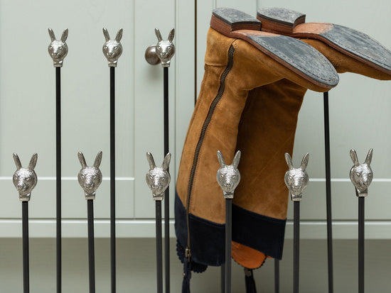 Brass bee Welly Boot Stand - Pewter Hares - Brass bee