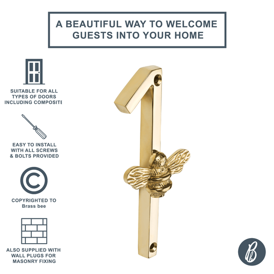 Brass bee Premium House Numbers with Bee in Brass Finish 0-9 - Brass bee