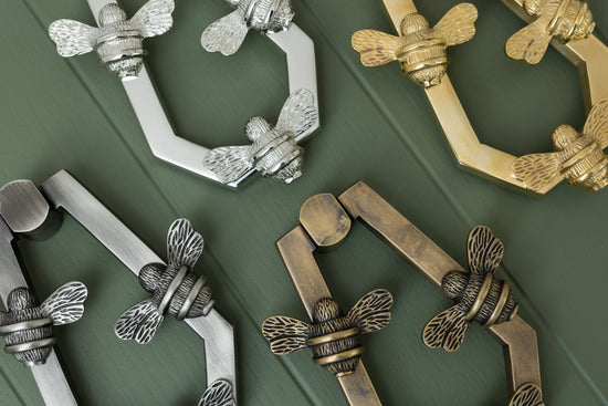 ANDRENA HIVE Bee Solid Brass Door Knockers - Premium Size with Luxury Wooden Gift Box - Brass bee