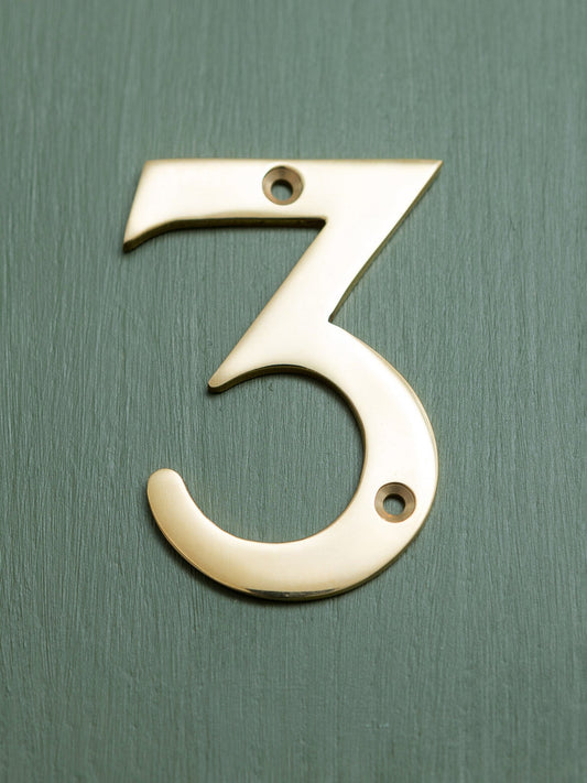 Brass bee 0-9 Screw Fixing Numerals in Brass Finish - Brass bee