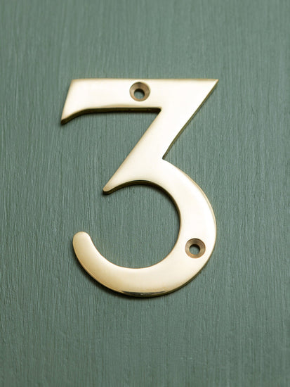 Brass bee 0-9 Screw Fixing Numerals in Brass Finish - Brass bee
