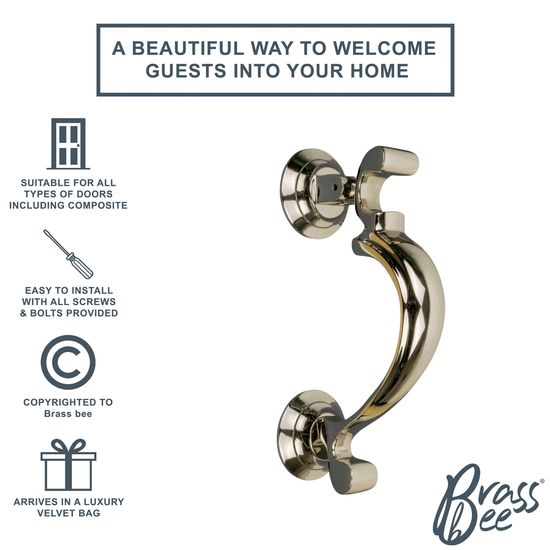 Brass Doctors Door Knocker - Nickel Finish - Brass bee