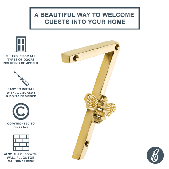 Brass bee Premium House Numbers with Bee in Brass Finish 0-9 - Brass bee