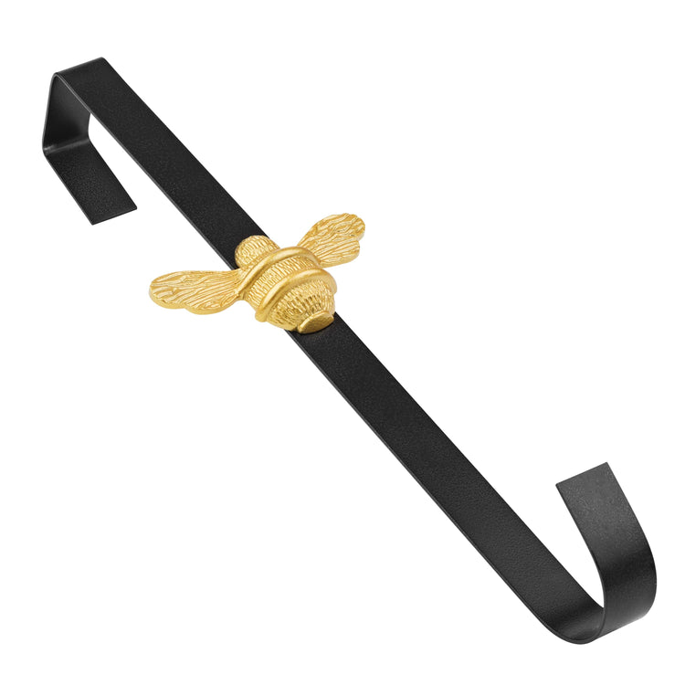 Brass bee Wreath Hanger - Black with Gold Bee Finish - Brass bee