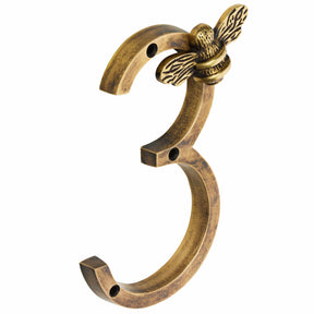 Brass bee Premium House Numbers with Bee in antique brass Finish 0-9 - Brass bee