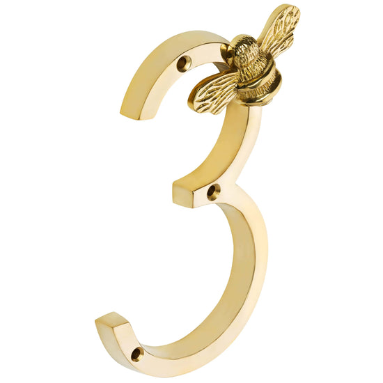 Brass bee Premium House Numbers with Bee in Brass Finish 0-9 - Brass bee