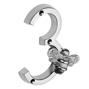 Brass bee Premium House Numbers with Bee in Nickel Finish 0-9 - 4 Inch Pre-order (1-2 weeks) - Brass bee