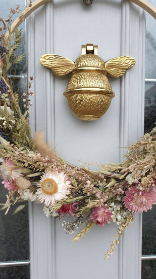 Bumble Bee Brass Door Knocker - Brass Finish - Brass bee