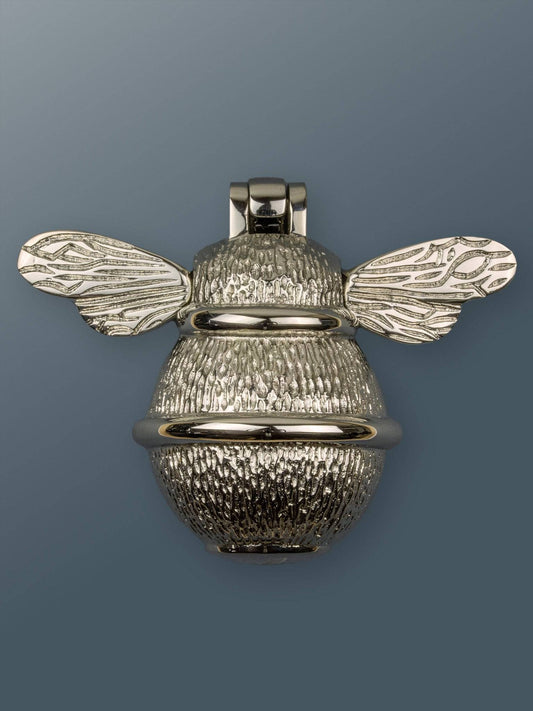 Silver Brass Bumble Bee Door Knocker - Nickel Finish - Brass bee
