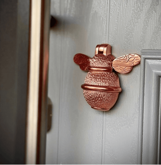 Brass Bumble Bee Door Knocker - Rose Gold Finish - Brass bee