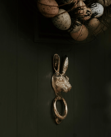 Brass Hare Door Knocker - Nickel Finish - Brass bee